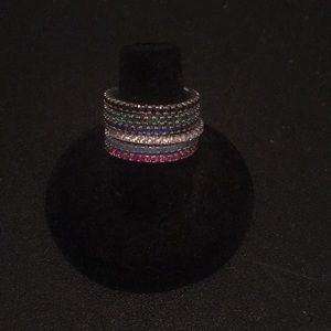 Six Piece Band Set with Swarovski Crystals Size 7